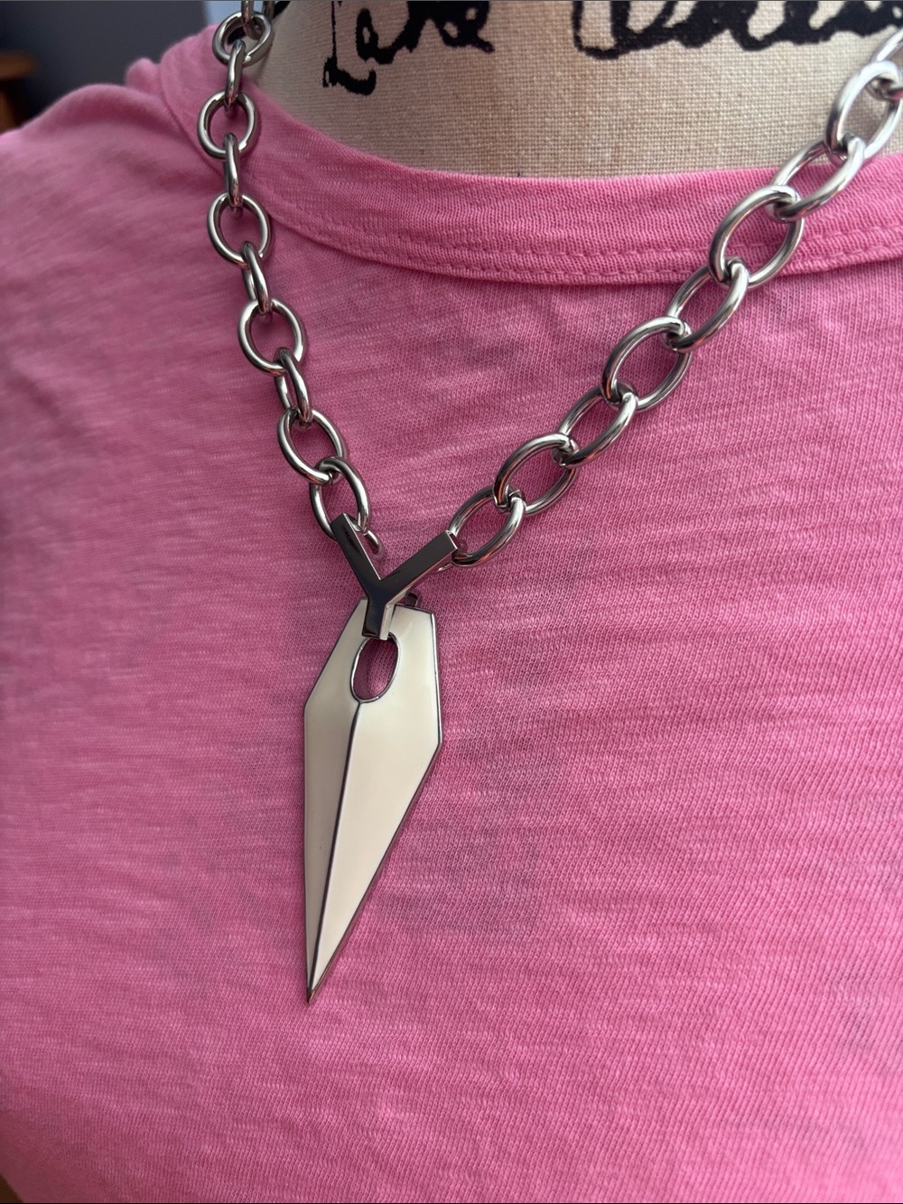 Rebbeca Minkoff Silver & white enamel blade Necklace - Picture 2 of 8